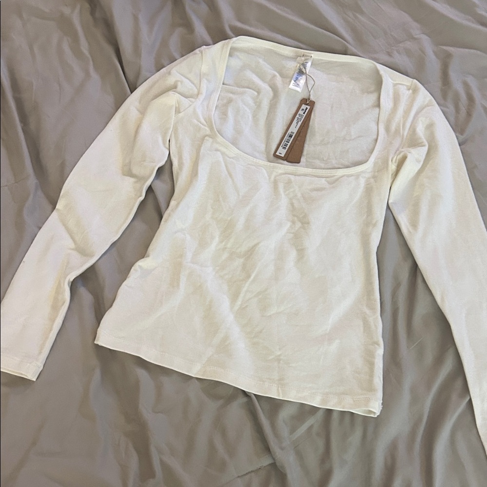 SKIMS Cotton Jersey Scoop Neck Long Sleeve Top NWT